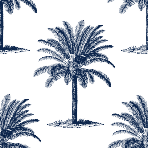 ijustlovethatfabricstore Palm Tree Fabric - Palm Beach navy & white