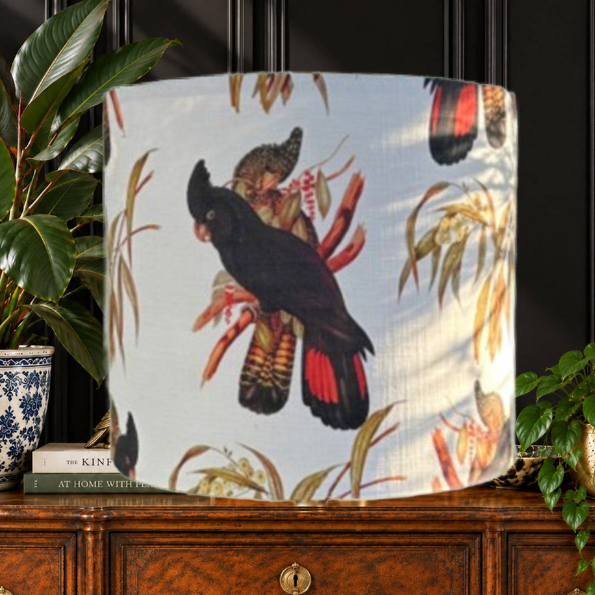 ijustlovethatfabric Black Cockatoo, Australian bird, red tail cockatoo lampshade