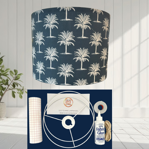 ijustlovethatfabric Lampshade making DIY kit - including Navy Palm Tree fabric