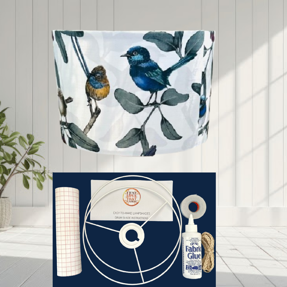 ijustlovethatfabric Lampshade Making DIY Kit - Australian Little Fairy Wrens