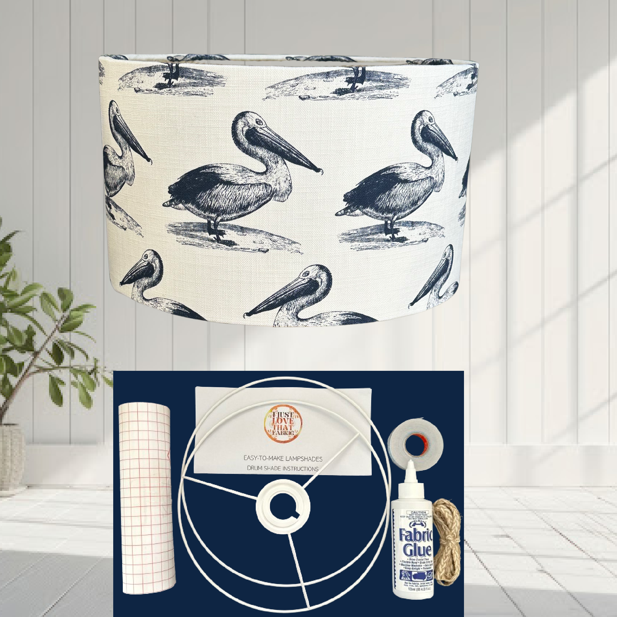 ijustlovethatfabric Lampshade making kit - including pelican fabric