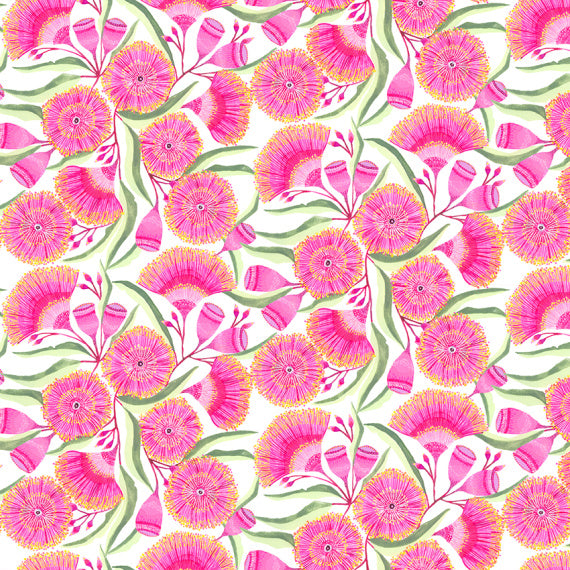 ijustlovethatfabricstore Australian Pink Gum Blossom Flower Fabric