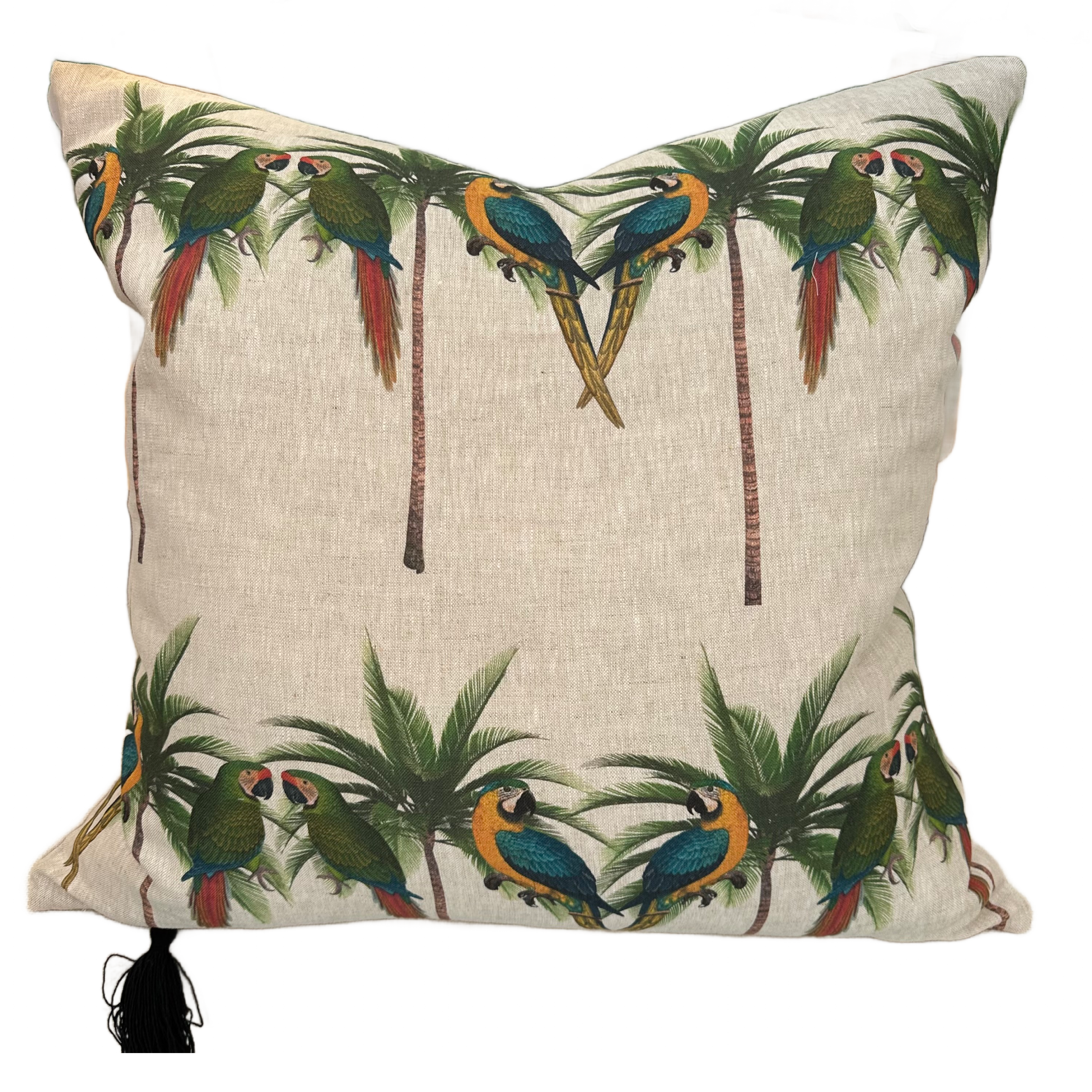 ijustlovethatfabricstore Parrot & Palms Cushion cover linen