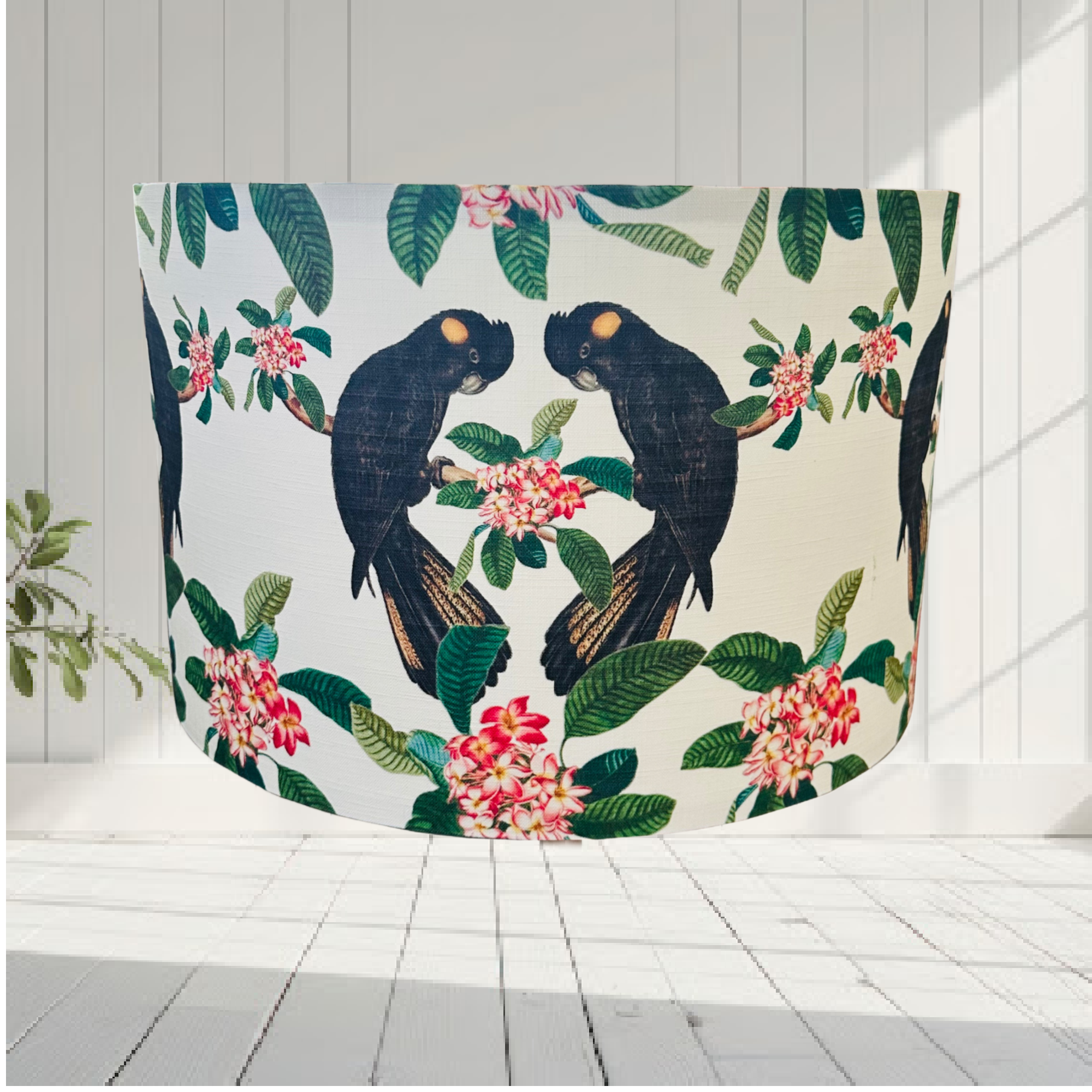 ijustlovethatfabric Australian Native Black Cockatoo Fabric Lampshade - Handmade in Australia