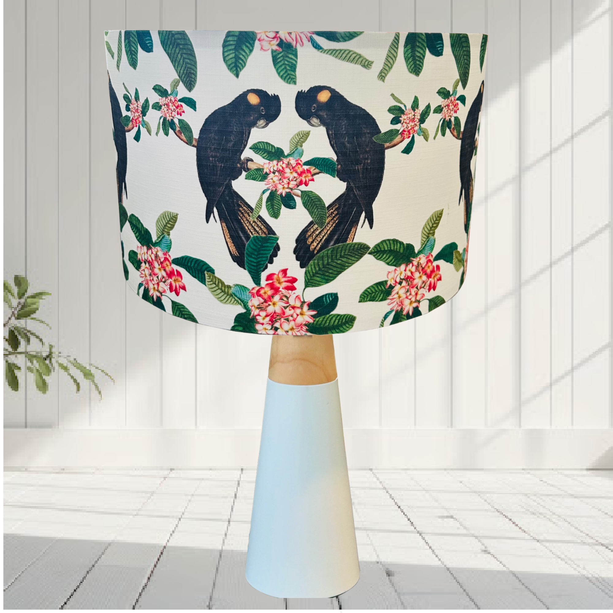 ijustlovethatfabric Australian Native Black Cockatoo Fabric Lampshade - Handmade in Australia
