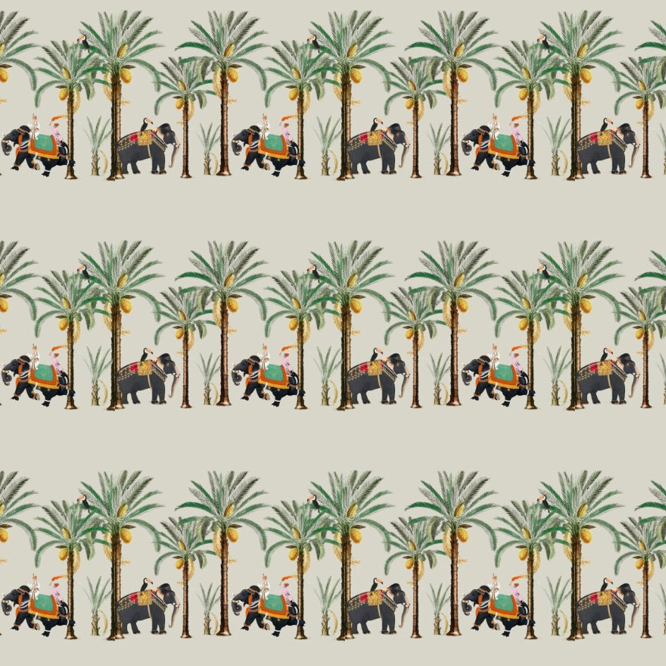 ijustlovethatfabricstore Elephant Jungle fabric natural linen