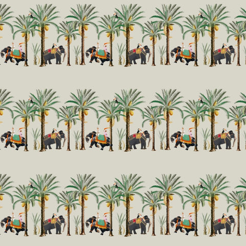 ijustlovethatfabricstore Elephant Jungle fabric natural linen