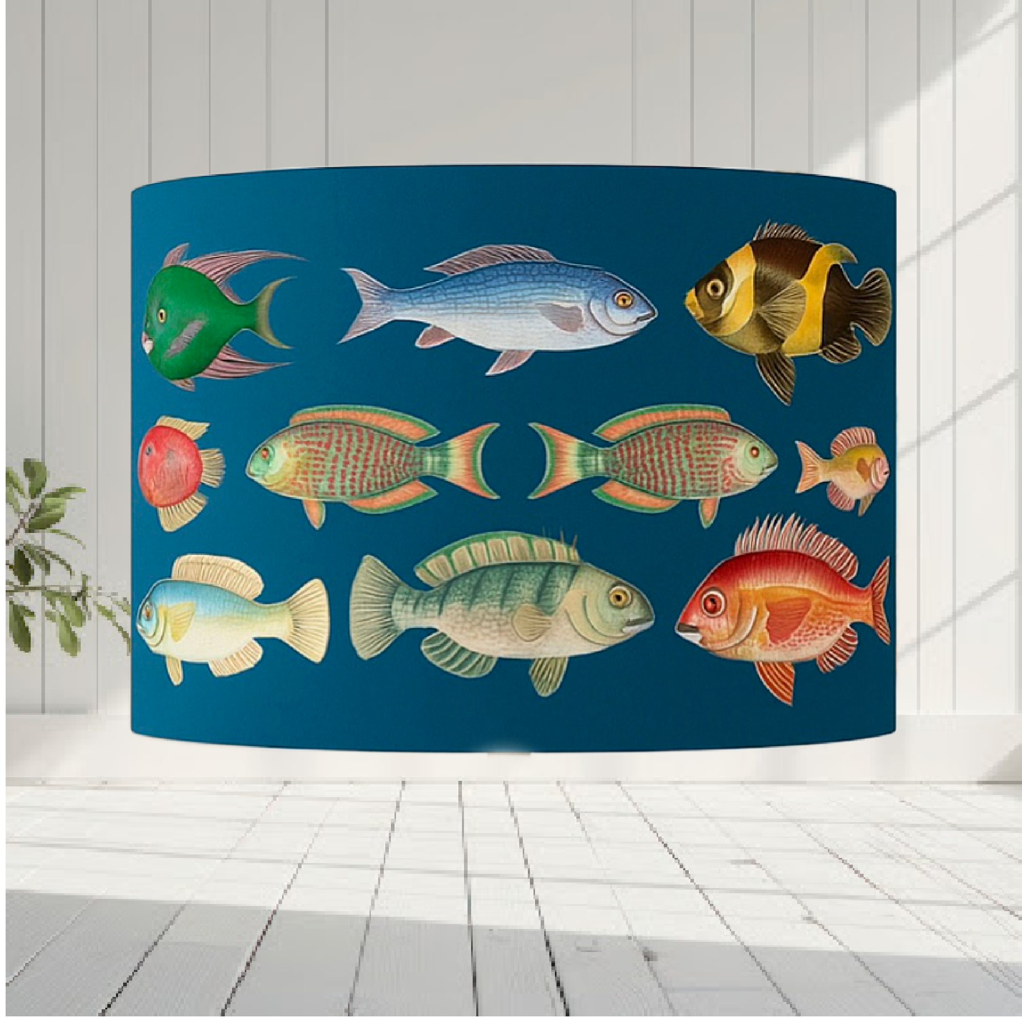 ijustlovethatfabric Coral Fish Lampshade Ocean Blue