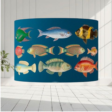 ijustlovethatfabric Coral Fish Lampshade Ocean Blue