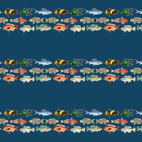 ijustlovethatfabricstore Fishing Around Fish Fabric Deep Sea Blue