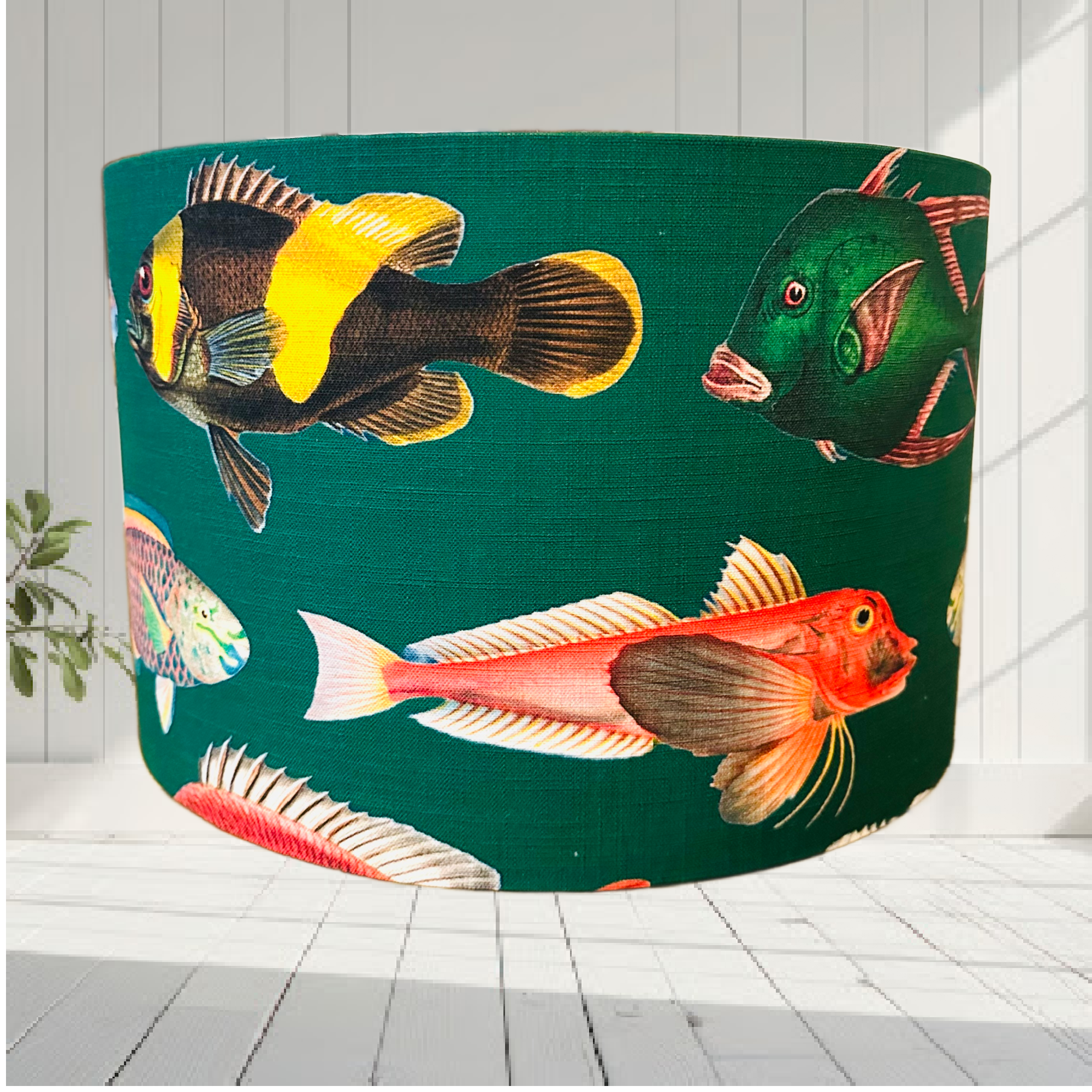 Fishing Around Lampshade - deep sea green