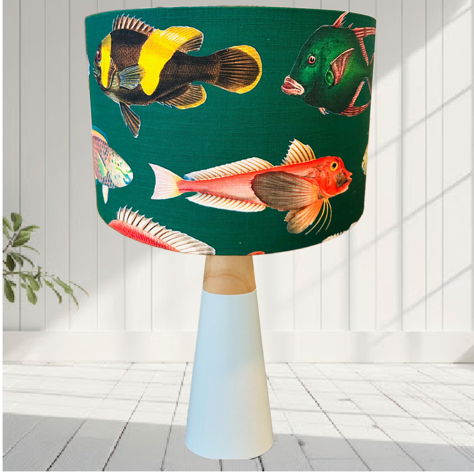 Fishing Around Lampshade - deep sea green