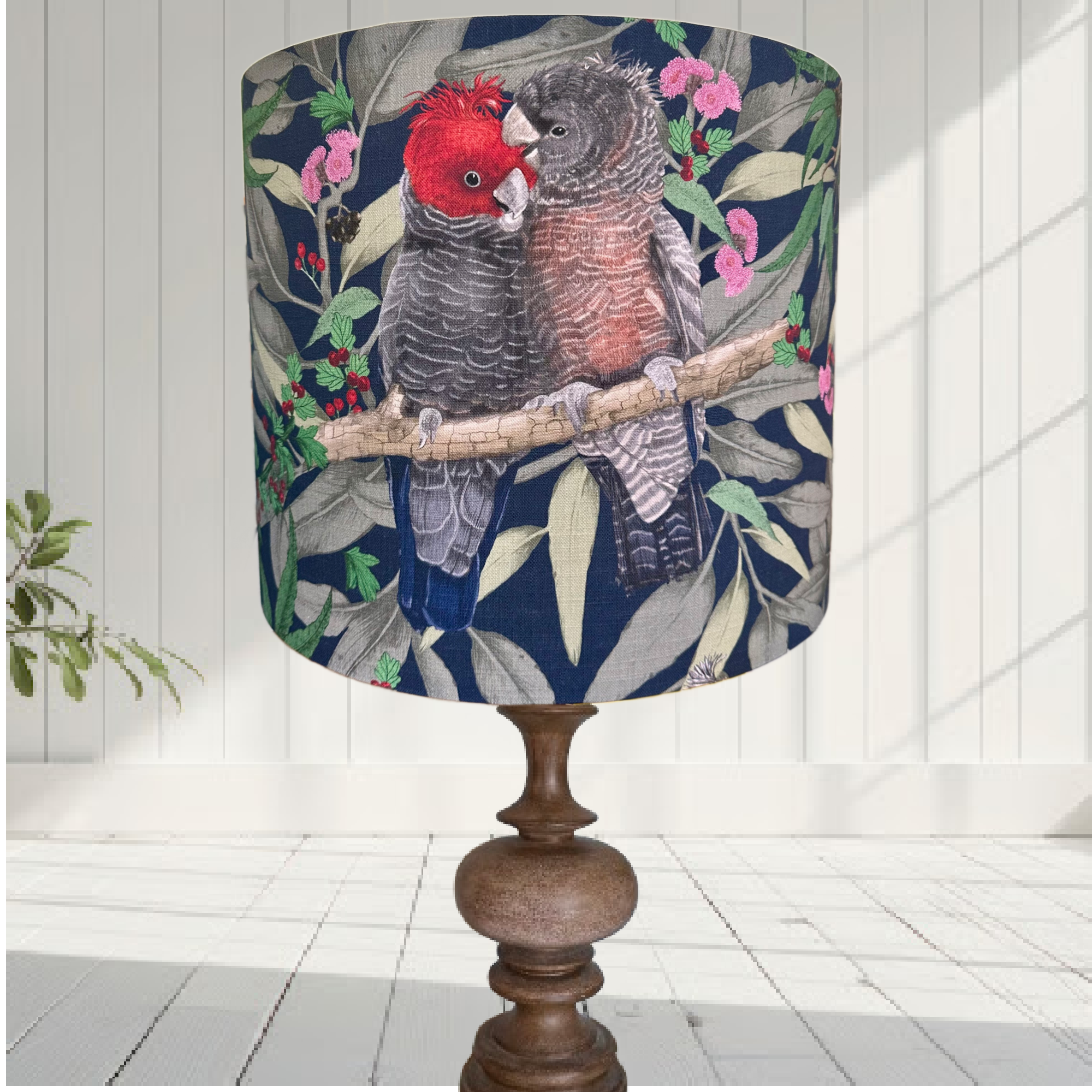 ijustlovethatfabric Lampshade Gang Gang Cockatoo - navy
