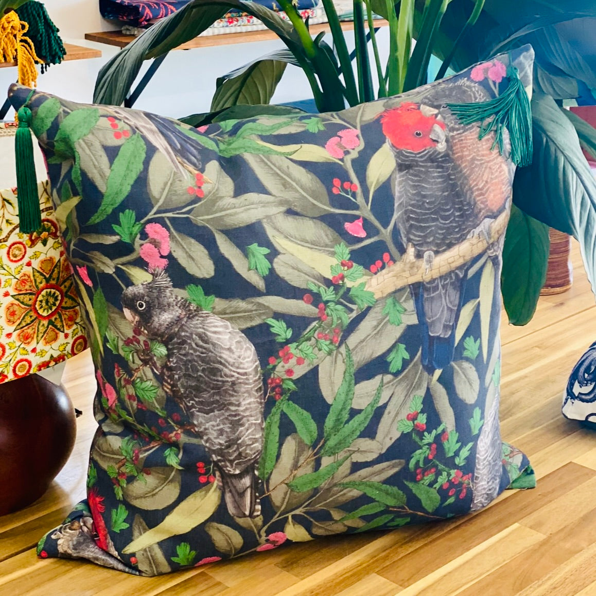 ijustlovethatfabricstore Cushion Cover - Australian Gang Gang Cockatoo Fabric