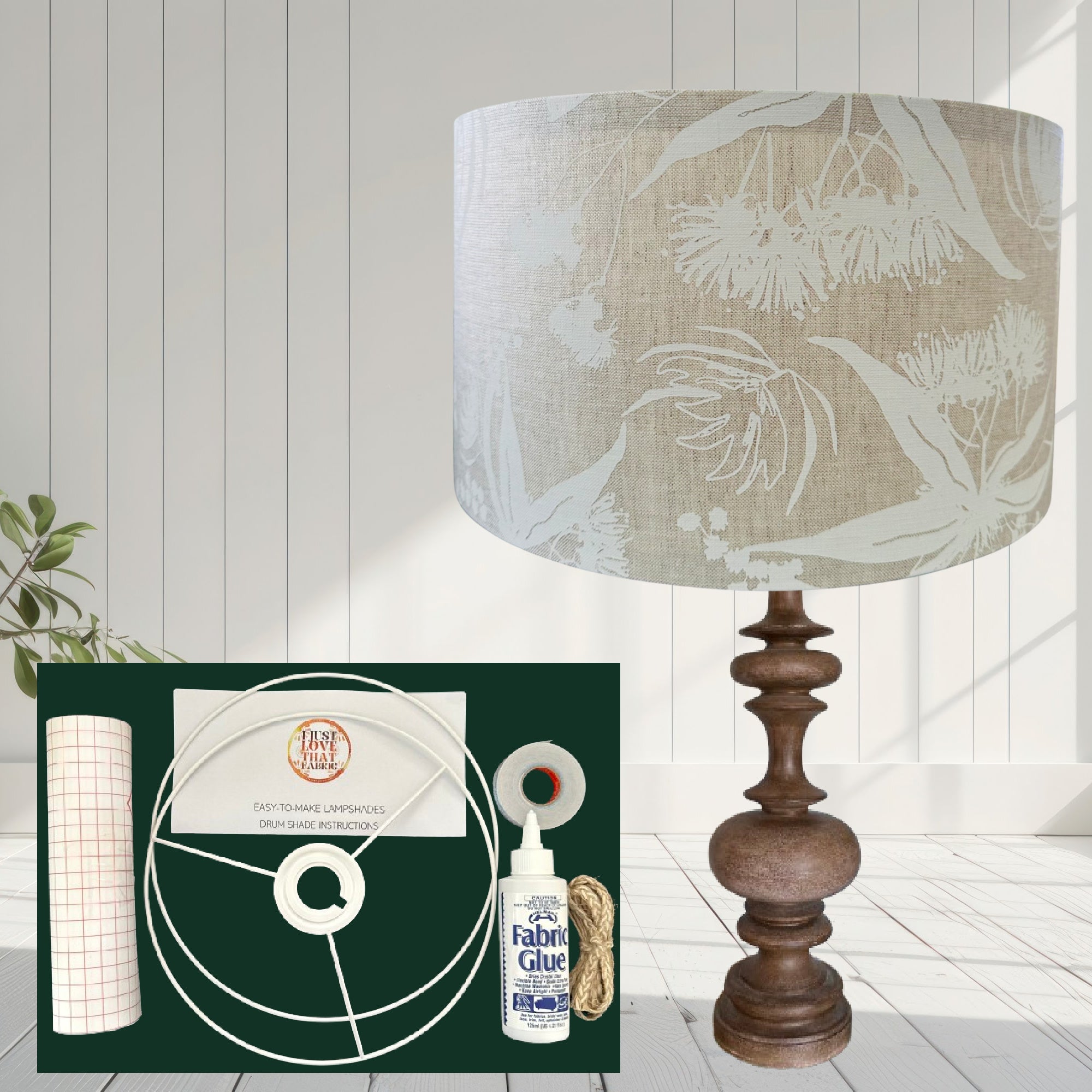 ijustlovethatfabric Lampshade Making DIY Kit - Australian Botanical white/oatmeal