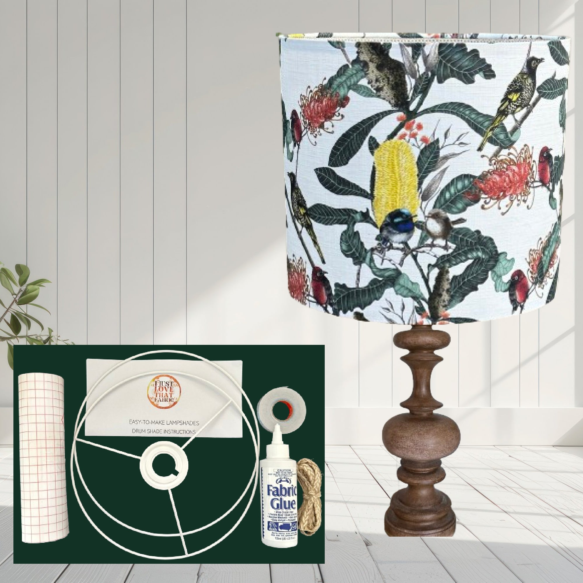 ijustlovethatfabric Lampshade DIY Kit - including Wrens & Banksia fabric