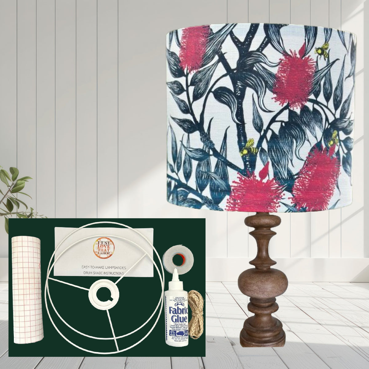 ijustlovethatfabric Lampshade Making DIY Kit - Australian Bees in the Bottlebrush