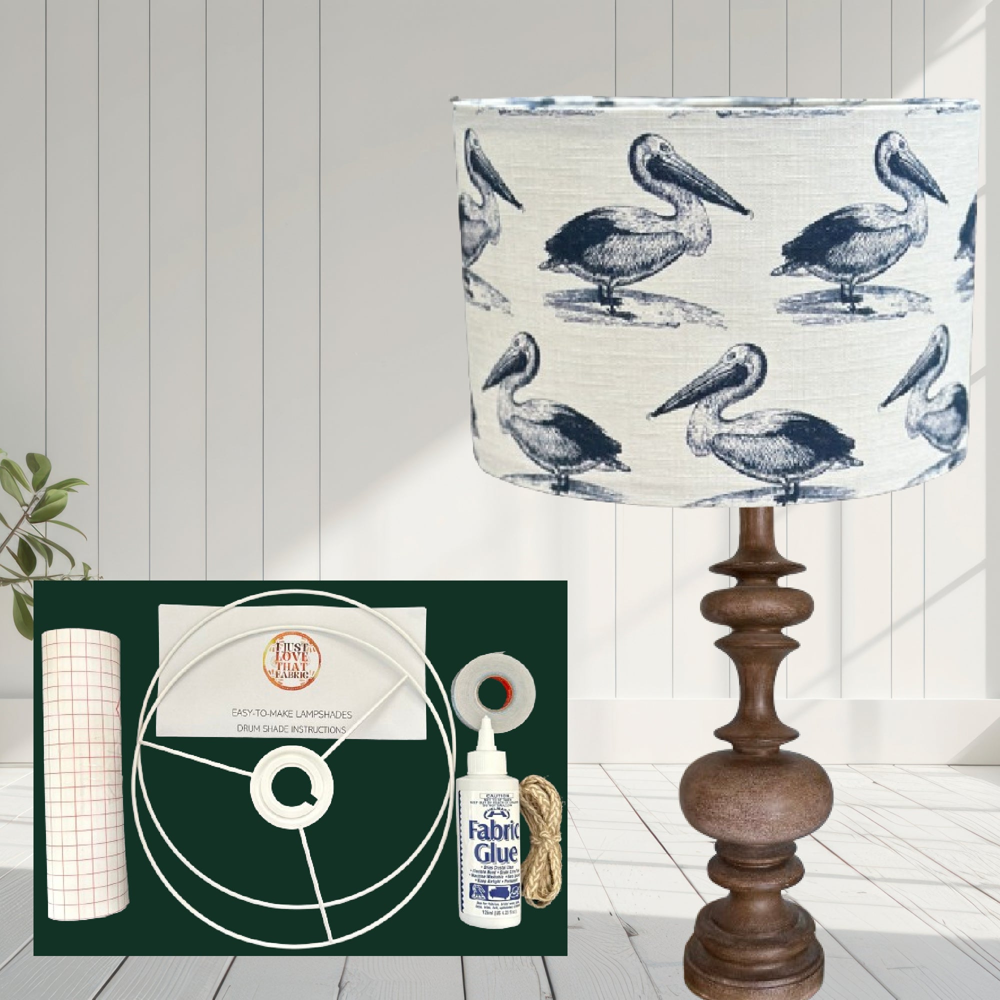 ijustlovethatfabric Lampshade making kit - including pelican fabric