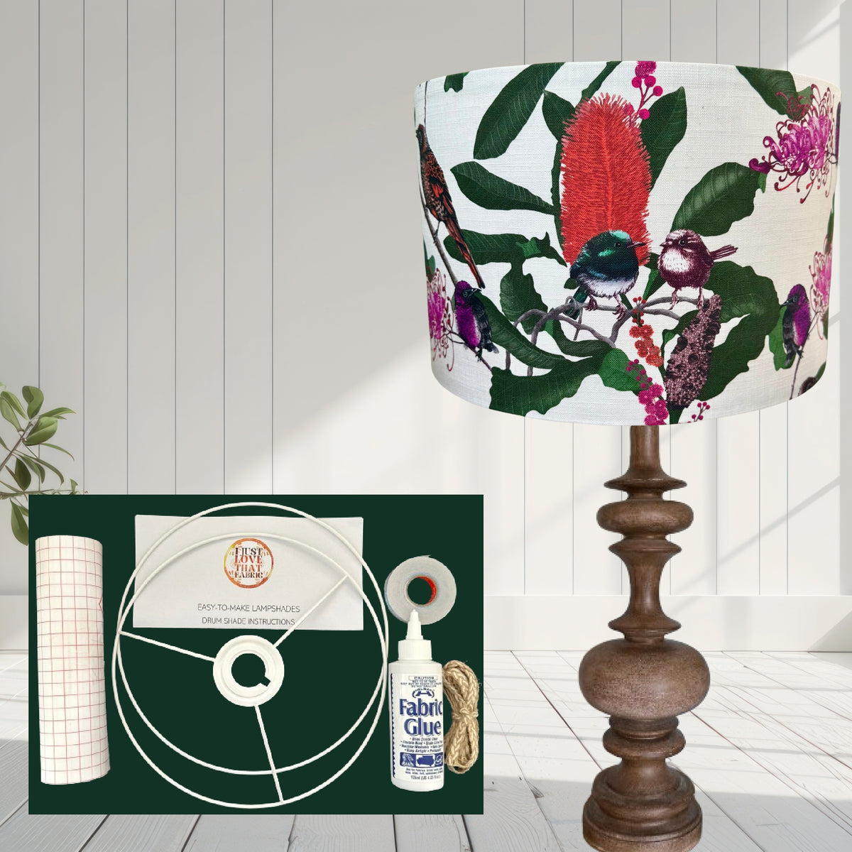 ijustlovethatfabric Lampshade Making DIY Kit - including Wrens & Banksia fabric