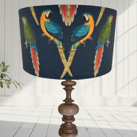 ijustlovethatfabric Parrot Love Lampshade - Macaw on navy