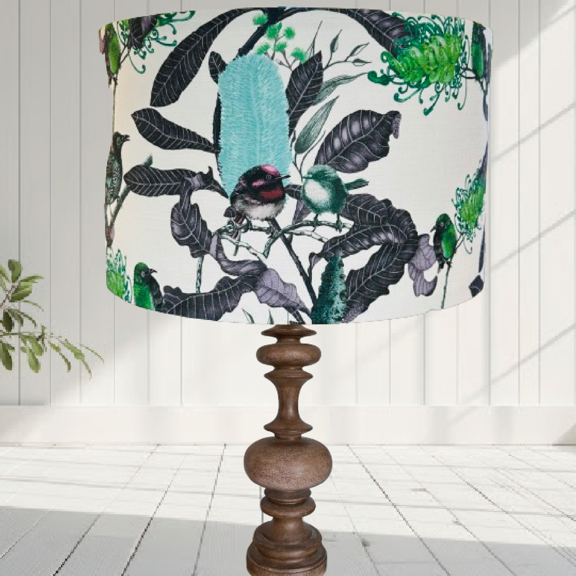 ijustlovethatfabric Lampshade - Wrens & Banksia Aqua