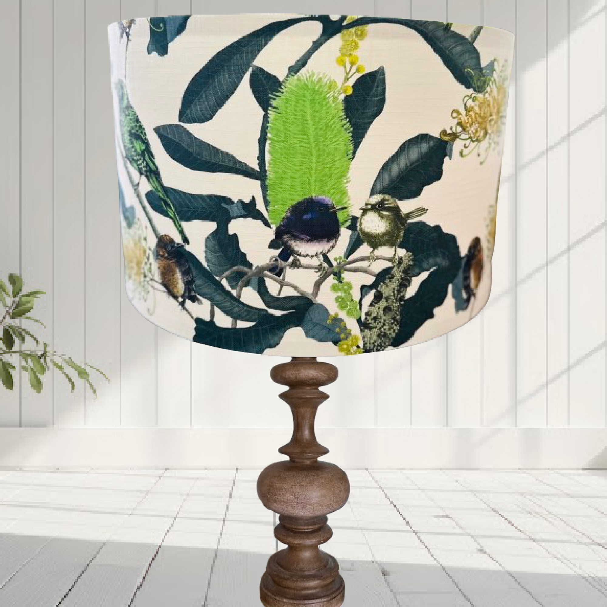 ijustlovethatfabric Lampshade - Wrens & Banksia Fabric Lime Green