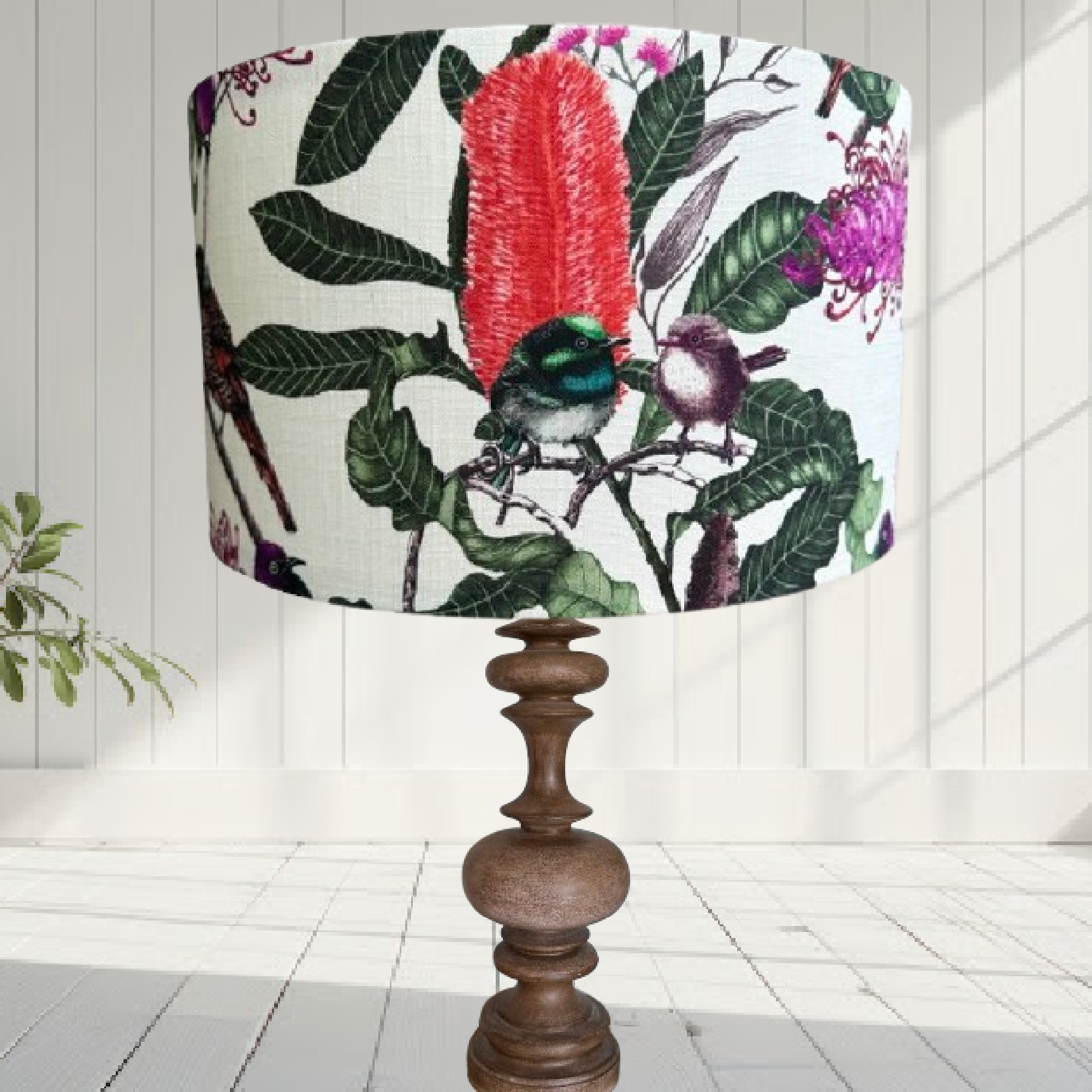 ijustlovethatfabric Lampshade - Wrens & Banksia Red