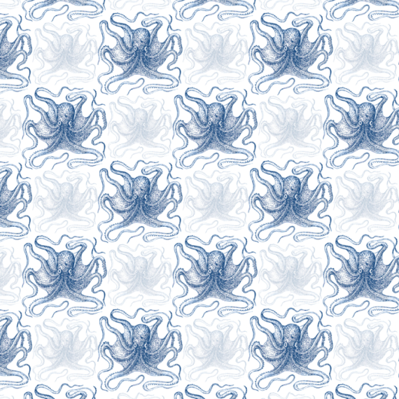 ijustlovethatfabricstore The Happy Octopus - blue and white