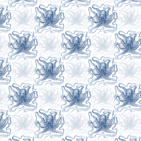 ijustlovethatfabricstore The Happy Octopus - blue and white