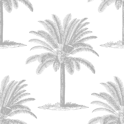 ijustlovethatfabricstore Palm Tree Fabric - Dove Grey on white