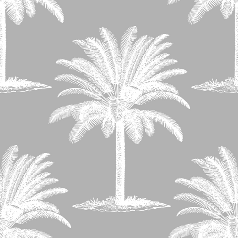 ijustlovethatfabricstore Palm Tree Fabric - Dove Grey