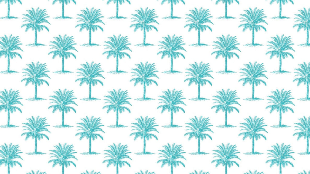 ijustlovethatfabricstore Palm Tree Fabric - Palm Beach aqua and white