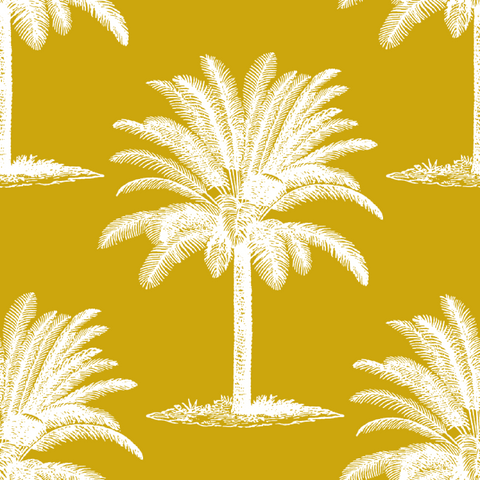 ijustlovethatfabricstore Palm Tree fabric - mustard on white