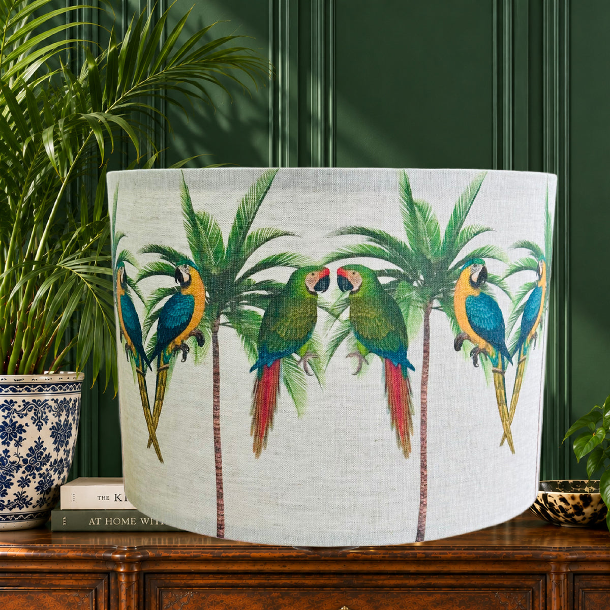 ijustlovethatfabric Parrot and Palms fabric Lampshade - Natural Linen