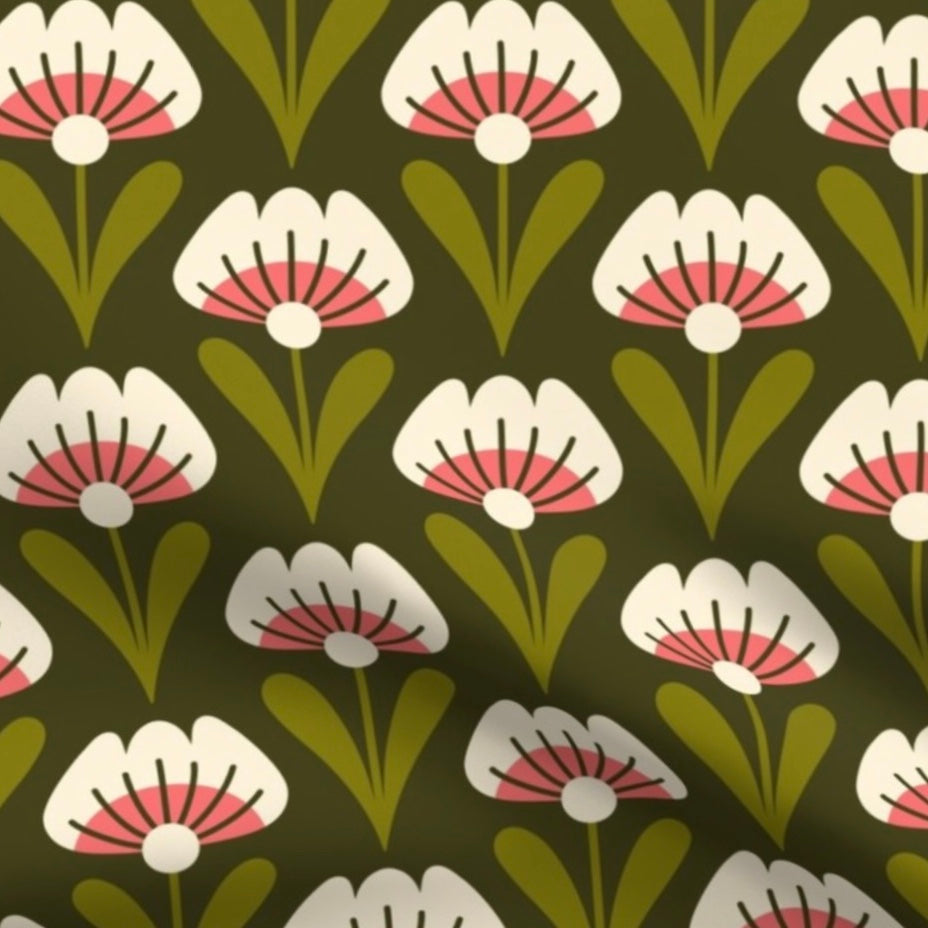 ijustlovethatfabricstore Scandinavian Flowers Fabric - Green