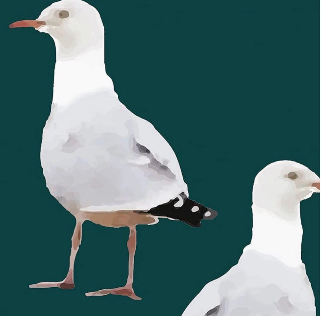 ijustlovethatfabricstore Seagull Fabric - Twos Company - Jade Jewel