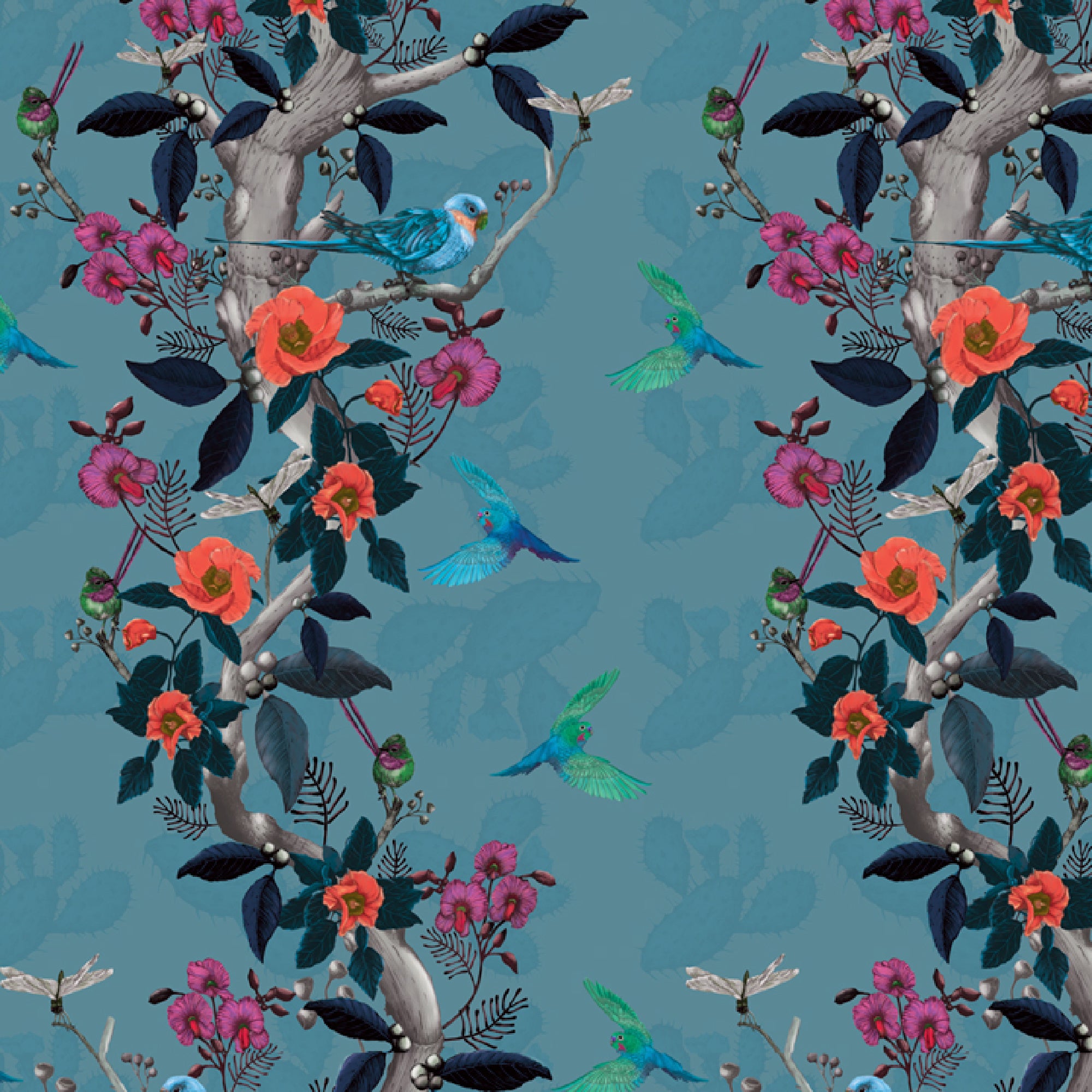 ijustlovethatfabricstore Desert Bloom Cactus & Parrot Fabric Peach