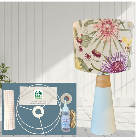 ijustlovethatfabric Lampshade DIY Kit - including Australian Wildflowers on mushroom