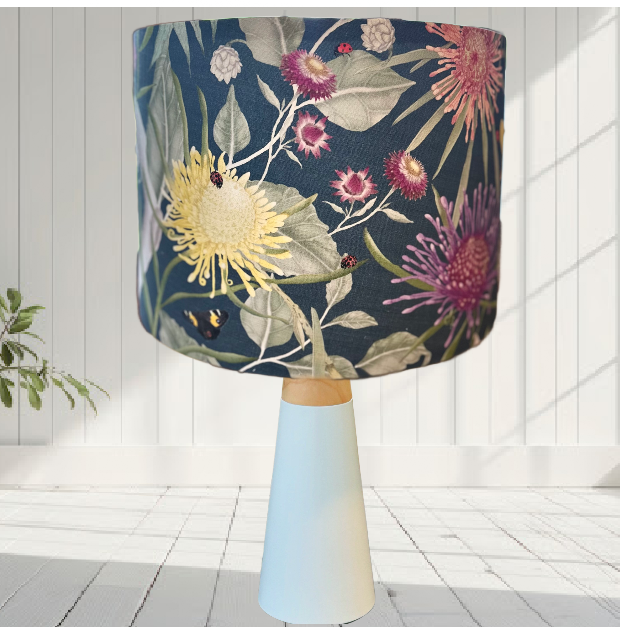ijustlovethatfabric Lampshade floral Australian Wildflowers - Deep slate blue