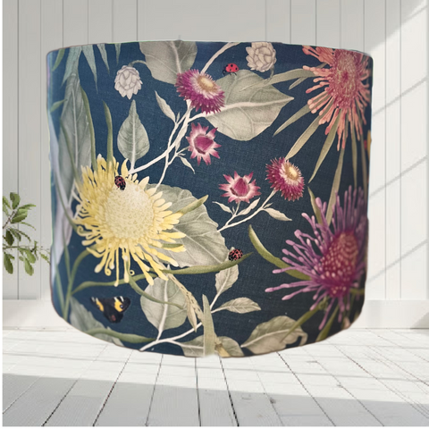 Lampshade floral Australian Wildflowers - Deep slate blue