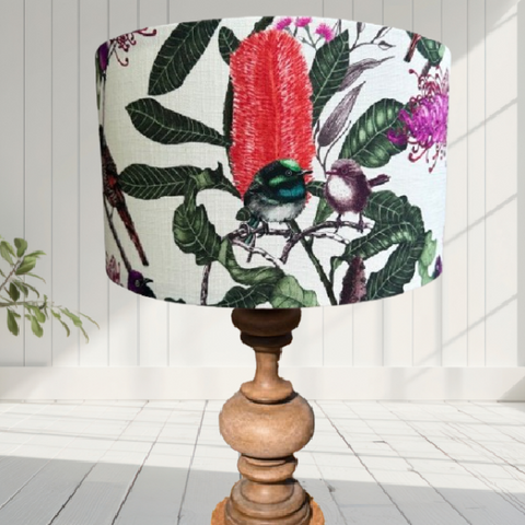 ijustlovethatfabric Lampshade - Wrens & Banksia Red