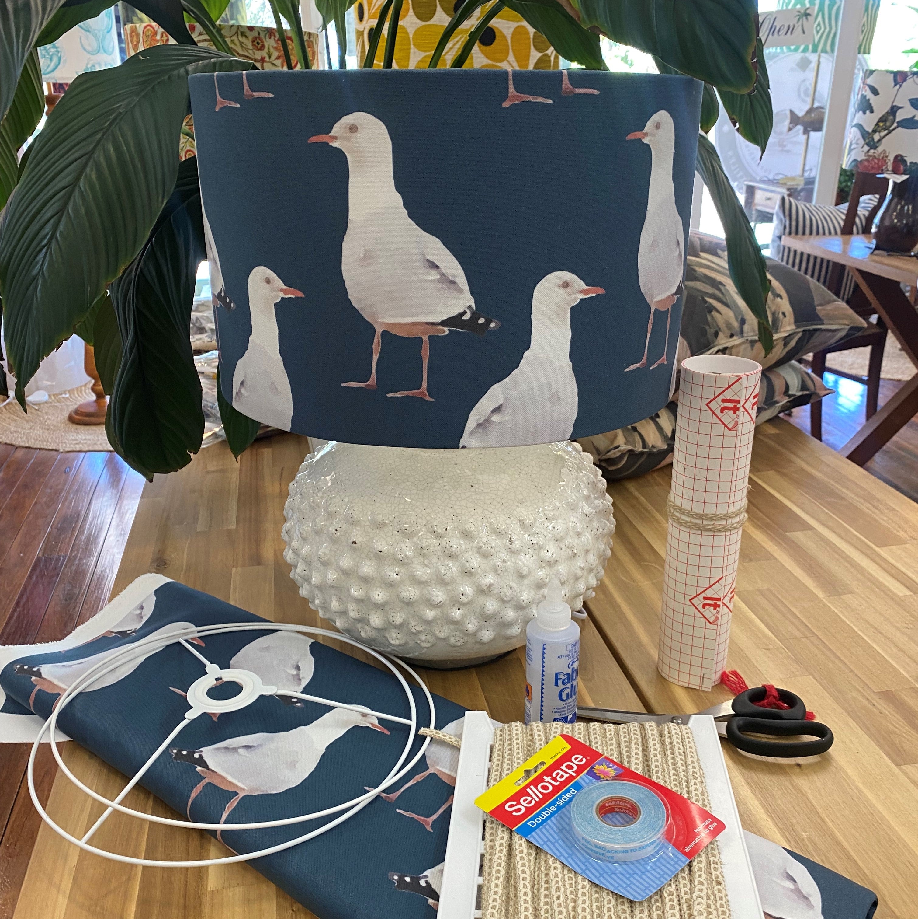 ijustlovethatfabric Lampshade Making Kit - Seagulls Two's Company blue
