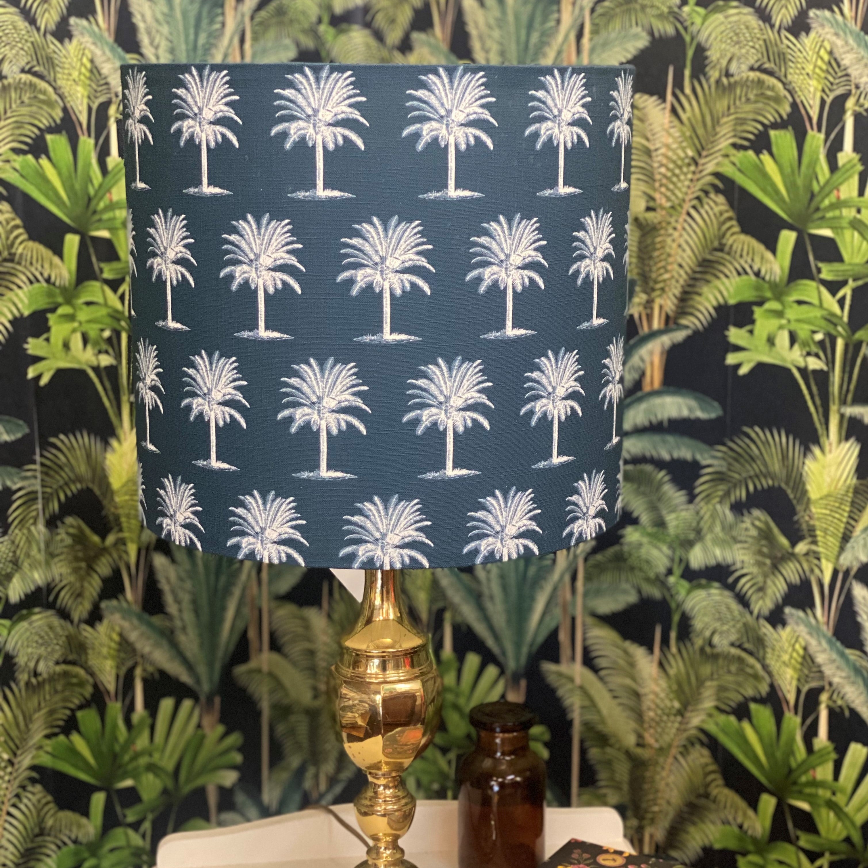 ijustlovethatfabric Palm Tree Lampshade - navy and white